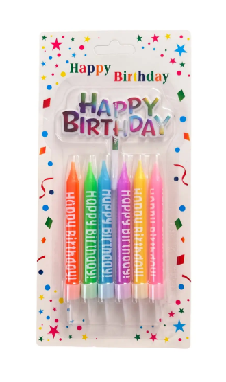 Свечи для торта "Радужные принт" с подставкой, Магистр/MAG-X-6/221346 (24)