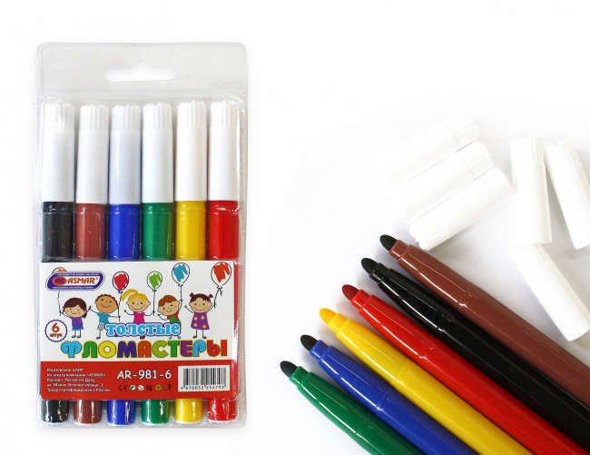 Фломастеры 6цв "Джамбо", Asmar (24)