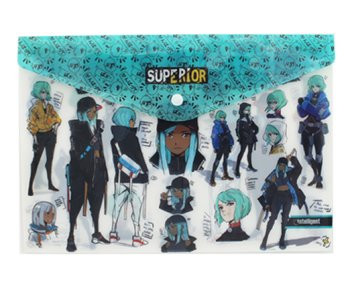 Папка с кнопкой А-4  СТ-76309 "Girls in techwear" INTELLIGENT 33.5х23.3см, пластик бело-бирюзовый с рисунком (12/720)