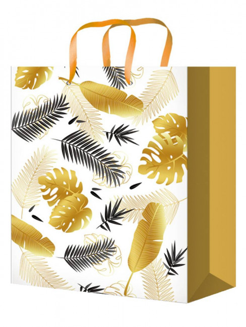 Пакет подароч. 32,4x44,5x10,2см "Золотистые листья" с глянц. лам. (XL), MILAND/ПКП-4340 (12)