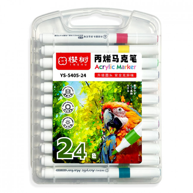 Набор акриловых маркеров Acrilie Marker, 24 цв., в пластиквом пенале, Inshu/YS5405-24 (18/72) Набор акриловых маркеров Acrilie Marker, 24 цв., в пластиквом пенале, Inshu/YS5405-24 (18/72)