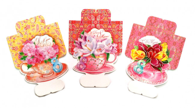 Открытка С 8 Марта "Нежность цветов " (ассорти)