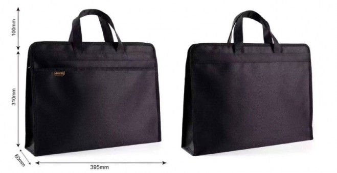 Сумка портфель для документов,   385*310*80мм, оксфорд, на молнии, черная, Cobest/F6837