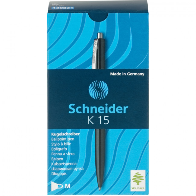 Ручка шариковая автоматическая 1,0мм синяя "K15" корпус черный, Schneider/130821 (50)