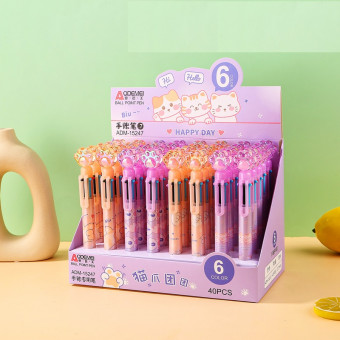 Авторучка 6 цветов 0,5мм "Лапка" Aodemei ADM-15247 (40)