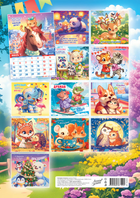Календарь ригельный 2026г "Календарь про дружбу", РБ-26-021