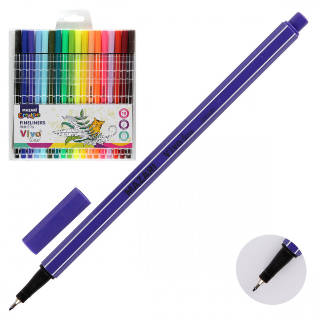 Набор линеров VIVO LINE, 0.4 мм, шестигранный корпус, 18 цветов, Mazari (M-5368-18) (40) Набор линеров VIVO LINE, 0.4 мм, шестигранный корпус, 18 цветов, Mazari (M-5368-18) (40)