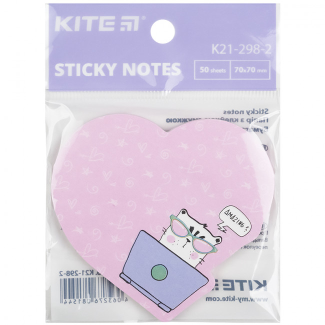 Блок бумаги с липким слоем, 70х70 мм, 50 л. Cat amazing Kite