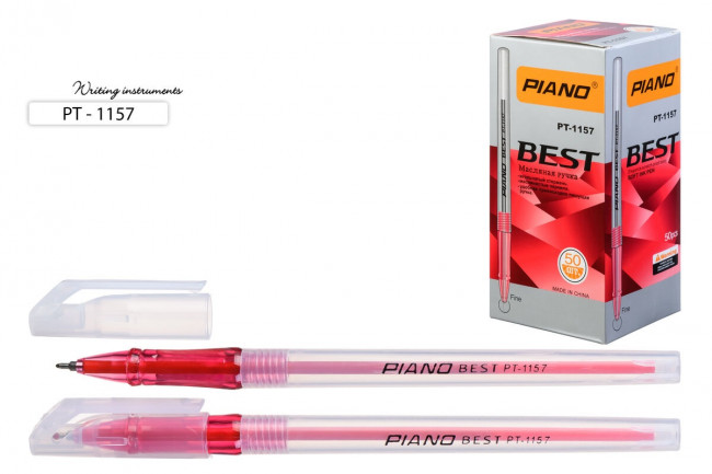 Ручка шариковая 0,5мм красная "Piano Best", на масляной основе, белый полупрозрачный корпус, PIANO/PT-1157 /красн./ (50) Ручка шариковая 0,5мм красная "Piano Best", на масляной основе, белый полупрозрачный корпус, PIANO/PT-1157 /красн./ (50)