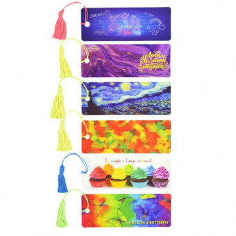 Закладка для книг 3D "deVENTE" пластиковая, с линейкой и таблицей умножения, 152x57 мм, декоративная кисточка, пластиковый пакет с блистерным подвесом, 6 дизайнов ассорти