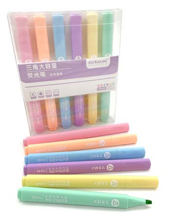 Маркер выделитель  CL-58 Zuixia набор 6 шт "Flex" 3гр, пастельные, 1-3мм, гибкий скошенный наконечник, в упаковке ПВХ №F0642 (1/16/192)