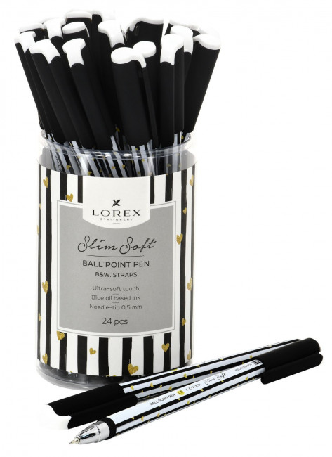Ручка маслян. 0,50мм B&W.STRAPS серия Slim Soft синий, LOREX/LXOPSS-BW2 (24)