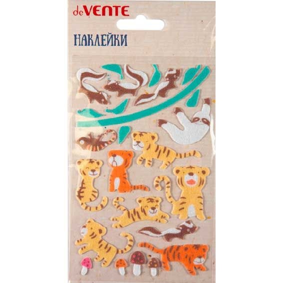 Набор наклеек из фетра для творчества "Tigers" 9,5x15 см, самоклеящиеся, deVENTE/8002265