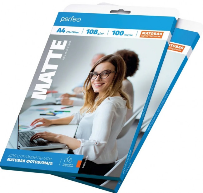 Фотобумага А4 108 г/м2 матовая 100л, M05, Perfeo/PF-MTA4-108/100