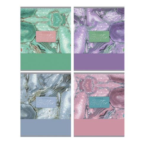 Тетрадь общая А5 скоба 48л. клетка "Crystal" выборочные блёстки (ассорти) BG (4/56)