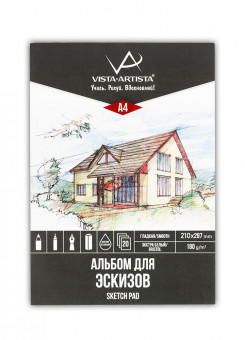 Альбом А4 20л 180 г/м2 для эскизов, склейка, бристольская бумага, VISTA-ARTISTA/DSBS-A4 Альбом А4 20л 180 г/м2 для эскизов, склейка, бристольская бумага, VISTA-ARTISTA/DSBS-A4