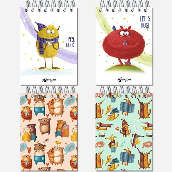 Блокнот А7 40л "Веселое ассорти" гребень, Полином/2925 (100)