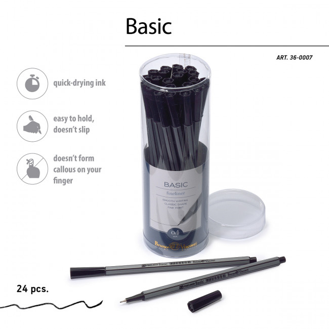 Ручка капиллярная 0.4мм зеленый "Basic. Fineliner", BV/36-0010 (24)