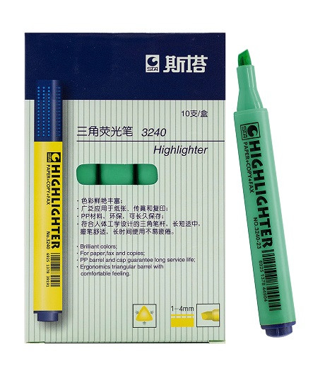 Маркер выделитель 1-мм зеленый 3240-5, неон, скошенный, трехгранный, WSTA-6/5 (10/10/100)