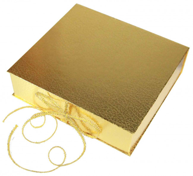 Коробка 200*180*50мм подарочная, дизайнерская золотая бумага, Имидж