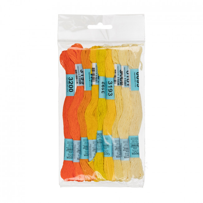 Нитки для вышивания 100% хлопок 9 x8м набор мулине  №10 желто-оранжевый  Gamma