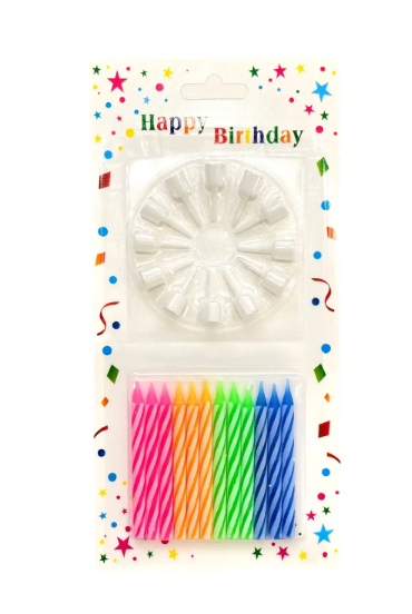 Свечи для торта "Радужный праздник" с подставкой, Магистр/MAG-x-16/221350 (24)