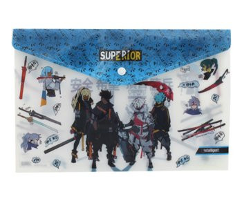 Папка с кнопкой А-4  СТ-76310 "Limited time" INTELLIGENT 33.5х23.3см, пластик бело-синий с рисунком (12/720)