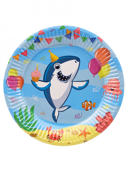 Набор для праздника Акула (тарелка 6шт, стаканы 6 шт, колпаки 6 шт) ФЛ-0946 Набор для праздника Акула (тарелка 6шт, стаканы 6 шт, колпаки 6 шт) ФЛ-0946