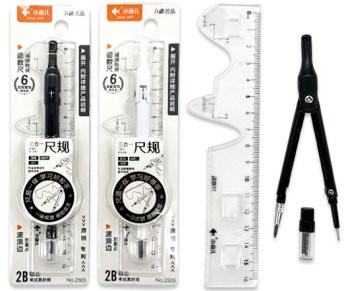 Набор чертежн. DI-661 3 предмета (циркуль 13 см, сменные грифели, линейка 16 см) металл/пластик, цвета ассорти, в блистере №2505 (1/24/288)