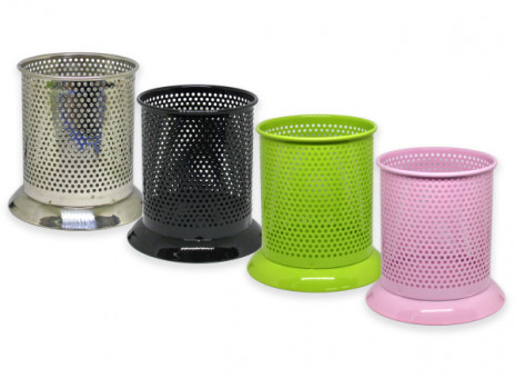 СТАКАН КАНЦЕЛЯРСКИЙ  КРУГЛЫЙ ПЕРФОРИРОВАННЫЙ (СЕРЕБРО, ЧЕРНЫЙ, РОЗОВЫЙ, ЗЕЛЕНЫЙ) "ASMAR"