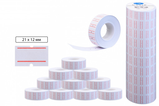 Ценник белый с красной полоской, 21*12мм 1000шт BASIR (10/100)