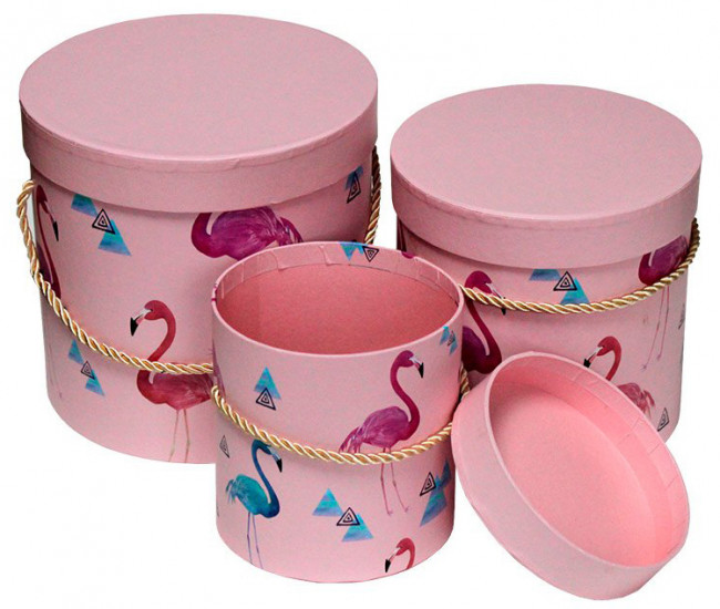 Набор коробок "Цилиндр" Фламинго 3 шт. W9866