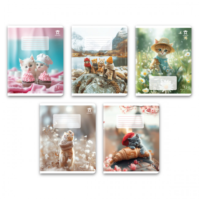 Тетрадь 12 линия Магистр "Модные котики", белизна 100% (5 дизайнов ассорти) (25/250) Тетрадь 12 линия Магистр "Модные котики", белизна 100% (5 дизайнов ассорти) (25/250)