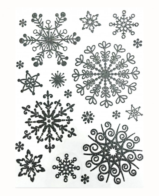 НАКЛЕЙКИ ДЕКОРАТИВНЫЕ, DARLENS «СЕРЕБРИСТЫЕ СНЕЖИНКИ», 200Х300 ММ, АССОРТИ