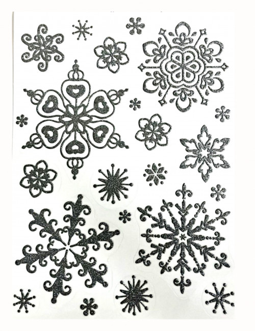 НАКЛЕЙКИ ДЕКОРАТИВНЫЕ, DARLENS «СЕРЕБРИСТЫЕ СНЕЖИНКИ», 200Х300 ММ, АССОРТИ