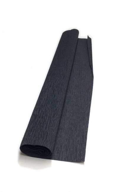 Гофрированная бумага плотная (флористическая 50мм х 250 мм,120 г/м2), чёрная, ШК