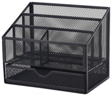 Подставка для канц.пренадлежностей, 5 отд., металлическая, черная WENZER OFFiCE /7036