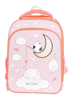 Рюкзак Schoolformat ERGONOMIC 2А4К CATS IN CLOUDS 17 л роз. 38х28х16 см жестк. каркас 2 отд. молния д/девочек