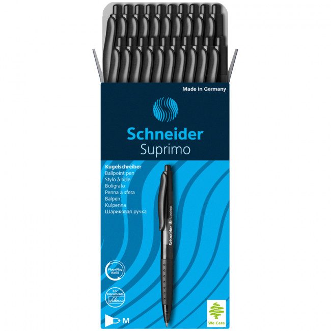 Ручка шариковая автоматическая 1,0мм черная "Suprimo" грип, Schneider/135601 (20)