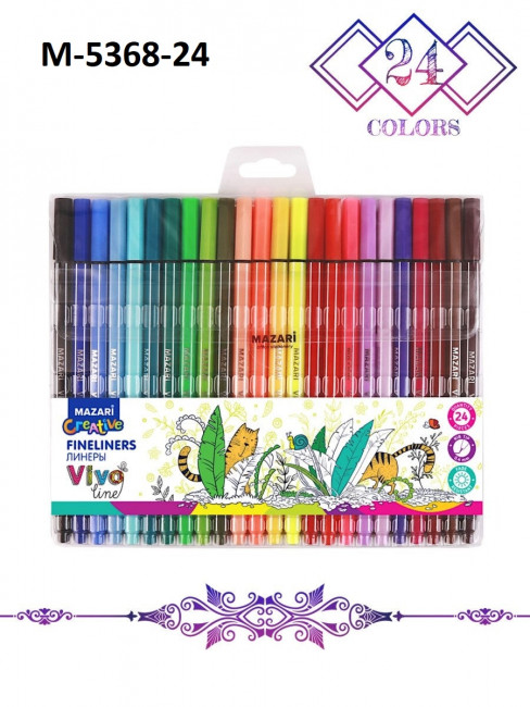 Набор линеров VIVO LINE, 0.4 мм, шестигранный корпус, 24 цвета, Mazari (M-5368-24) (30) Набор линеров VIVO LINE, 0.4 мм, шестигранный корпус, 24 цвета, Mazari (M-5368-24) (30)