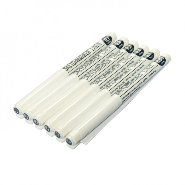 Набор ручек капиллярных 0.05, 0.1, 0.2, 0.3, 0.5, 0.7мм, 6шт, SKETCHMARKER/SML-6SET