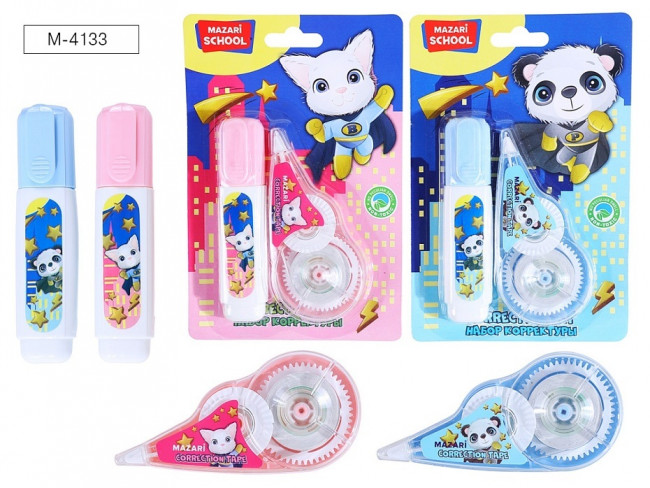 Набор: корректирующая ручка 12мл и корректирующая лента 5мм x 8м "Rinko", Mazari/M-4133 Набор: корректирующая ручка 12мл и корректирующая лента 5мм x 8м "Rinko", Mazari/M-4133