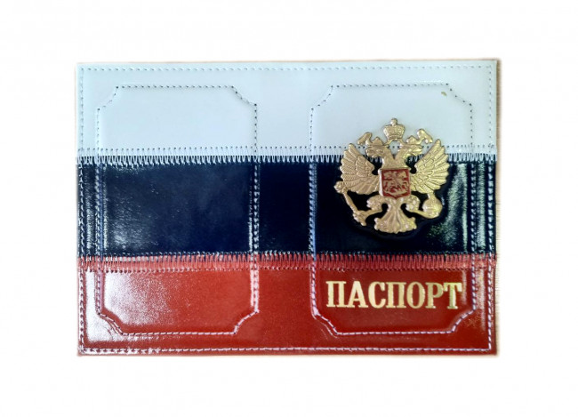 Обложка на паспорт с жетоном  Флаг с гербом (триколор)  WENZER OFFiCE