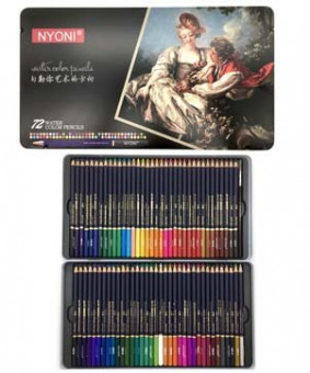 Карандаши 72 цв. Nyoni CD-406/NY-10 акварельные, деревянные, заточенные, в металлической коробке, кисть синтетика в комплекте N2872 (1/3/24) Карандаши 72 цв. Nyoni CD-406/NY-10 акварельные, деревянные, заточенные, в металлической коробке, кисть синтетика в комплекте N2872 (1/3/24)