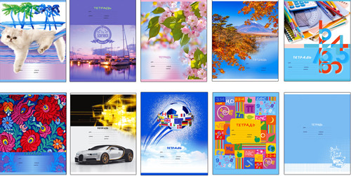 Тетрадь ученическая 24 л. в клетку "Super-Mix-7" (ассорти) 10 дизайнов (BG) (20/150)