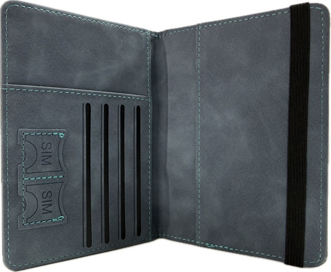 Обложка на паспорт WENZER OFFiCE, РФ Паспорт, на резинке, голубая, эко кожа