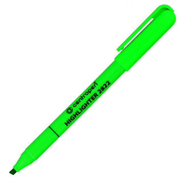 Текстмаркер флюоресцентный, зеленый, 1-3 мм, с клипом CENTROPEN (10)