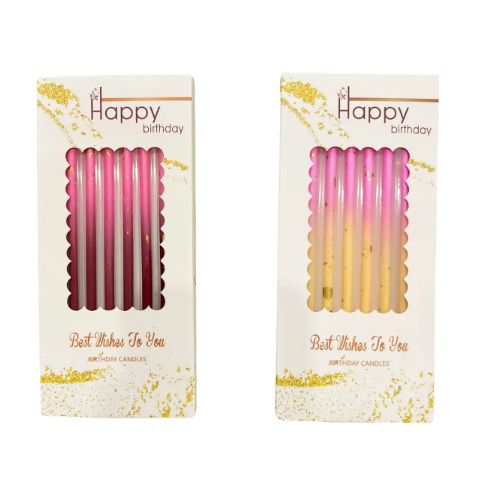 Свечи для торта "Счастливый праздник" градиентные, двухцветные, с подставками, Магистр/MAG-B-4/221325 (100)