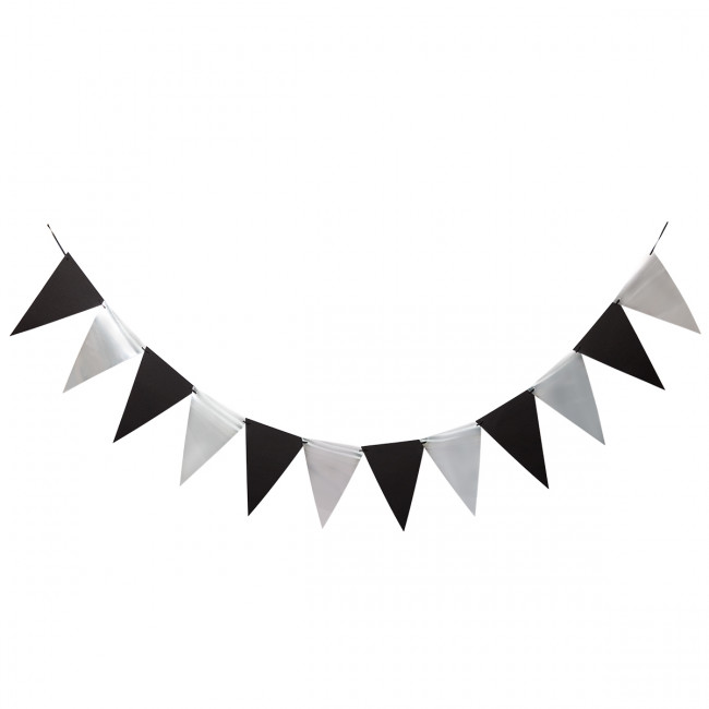 Гирлянда-растяжка 3м, "Вымпелы", цвет черный с серебром, BOOMZEE/GBZ-03 №02 Гирлянда-растяжка 3м, "Вымпелы", цвет черный с серебром, BOOMZEE/GBZ-03 №02