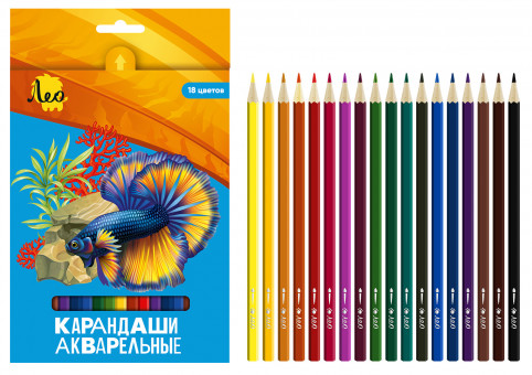 Набор акварельных карандашей 18цв, заточеные, Ярко Лео/LBSWP-18 (6)